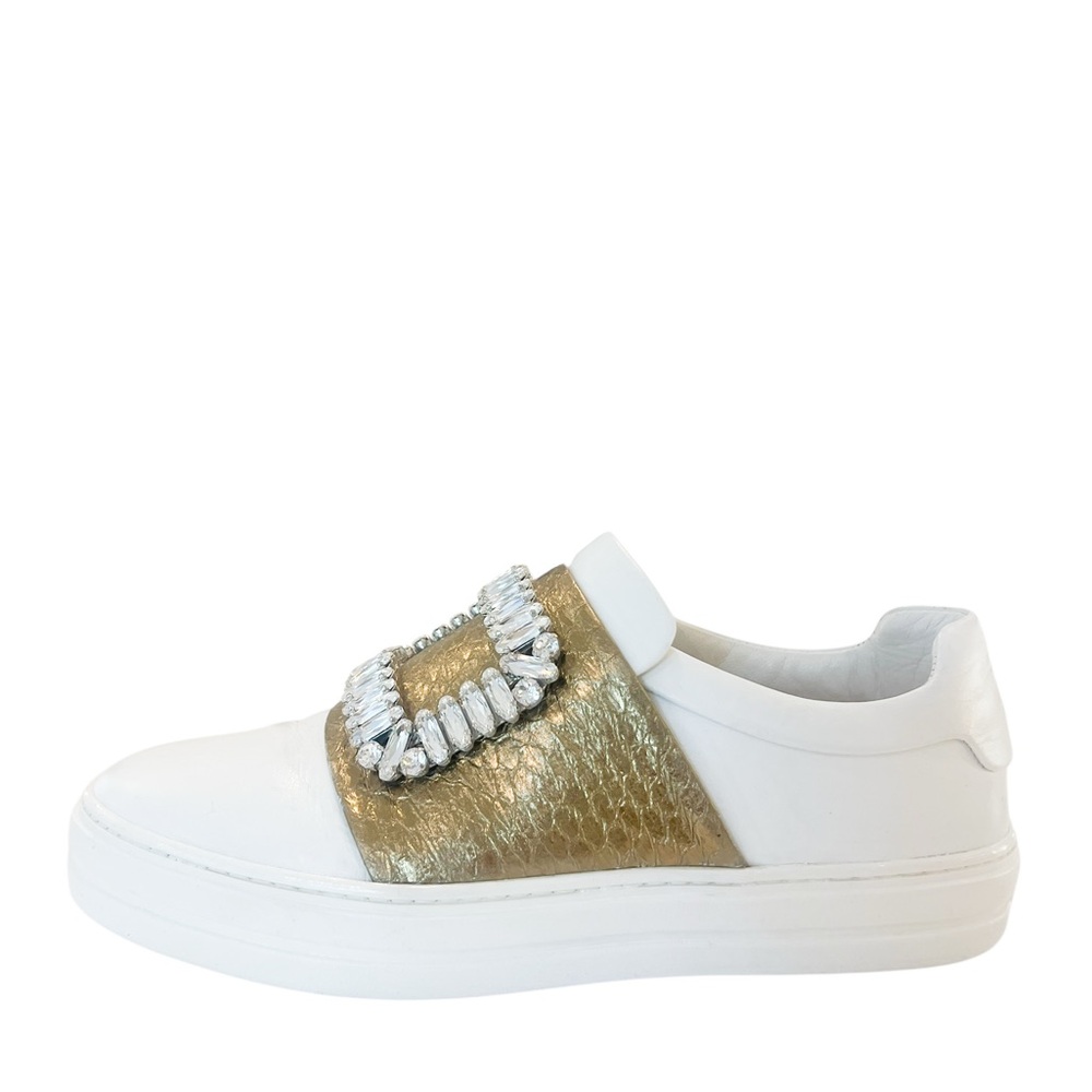 Roger Vivier crystal Buckle leather sneakers